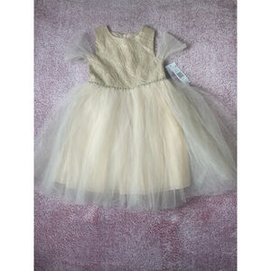 Girls Bonnie Jean ballerina party dress Size 5 Gold Beige tutu